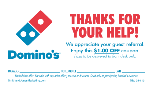 Domino's Thanks for Your Help Hotel Card