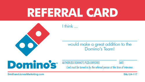 Domino's Recruiting Referral Card
