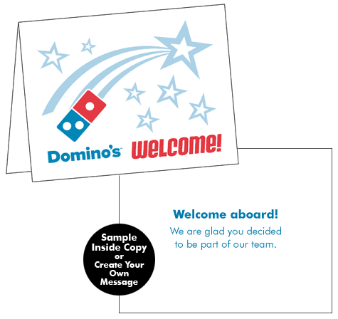 Domino's Pizza Welcome Aboard Notecard