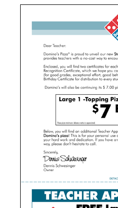 Domino's Pizza Student Recognition Program