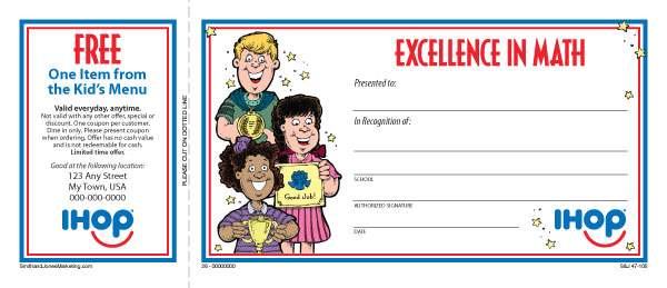 IHOP Excellence in Math Certificate