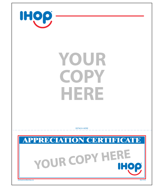 IHOP Appreciation Letter with Promotional Gift Certificate
