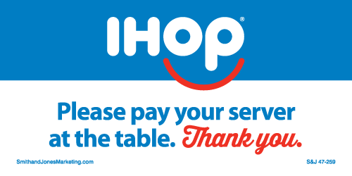 IHOP Please Pay Server at Table Label