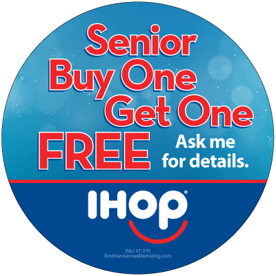 IHOP: Senior BOGOF Button